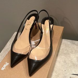 Size 36.5 Christian Louboutin Optisexy Black Slingback Pumps